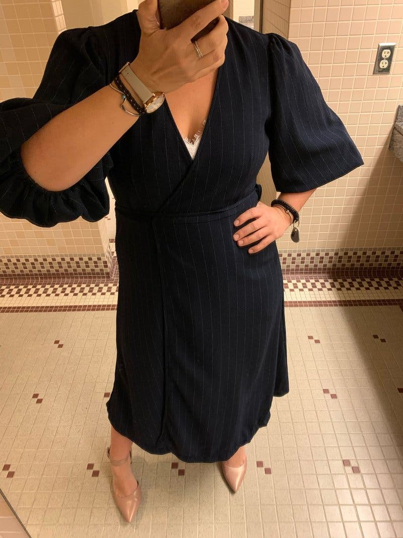 Blue Striped Wrap Dress by GANNI | Rent the Runway