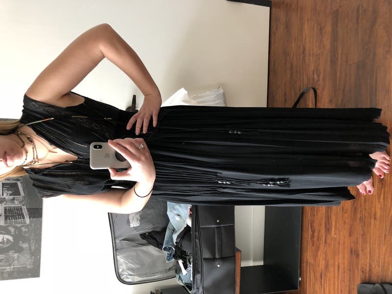 b*y様 VERONIQUE BRANQUINHO 長袖カットソー ブラック/グ Black Georgette Pleated Shift by Veronique Branquinho | Rent the