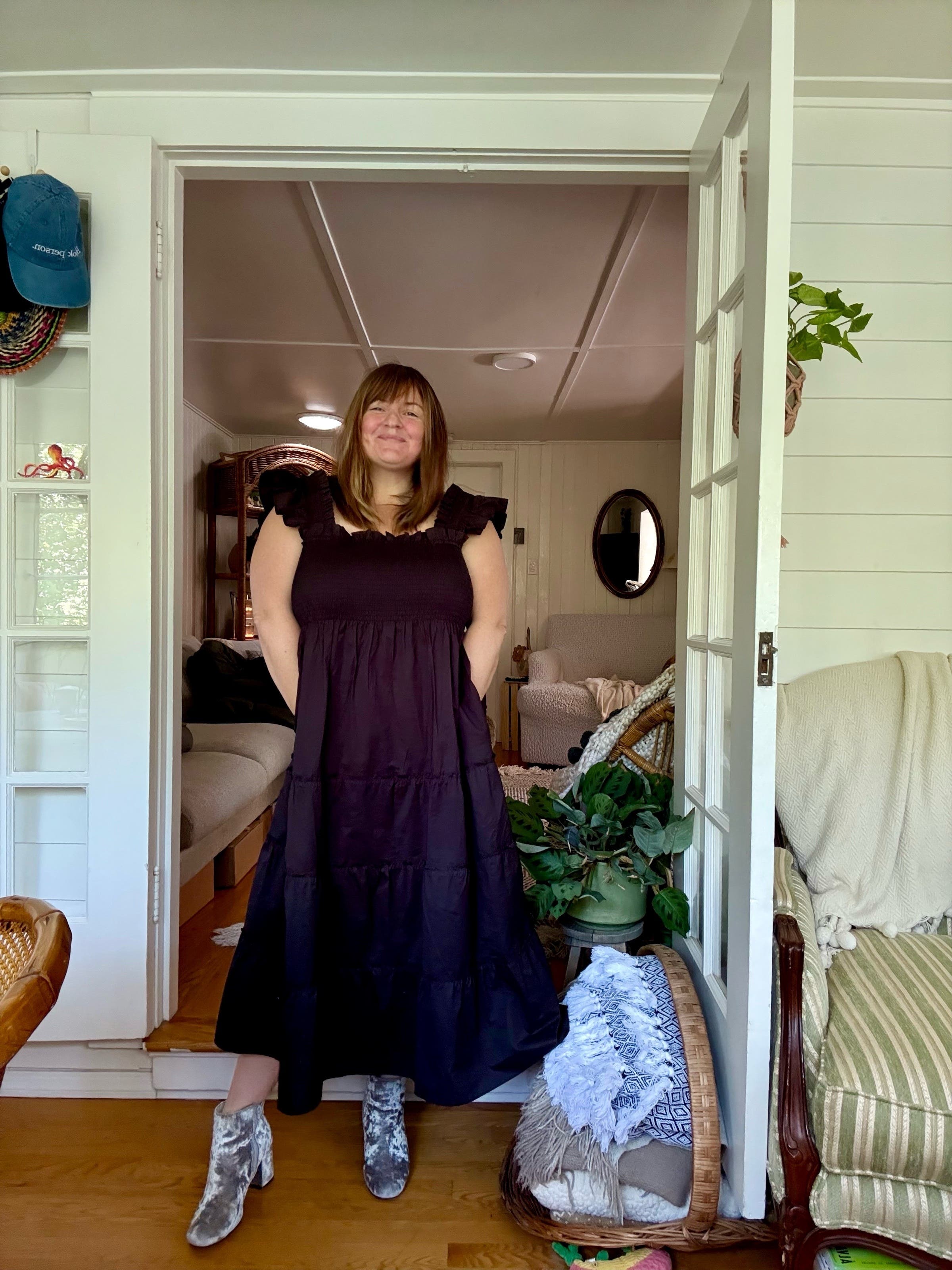 House on the Hill　Dress (Black)　100(3Y) The Lace Anjuli Nap Dress - Black Lace – Hill House Home