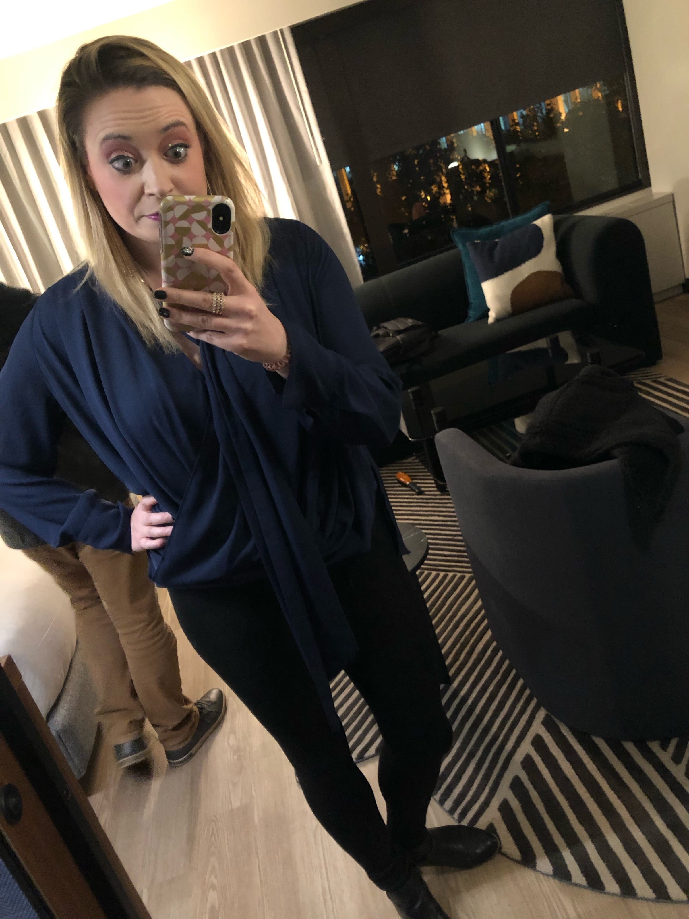 Navy Draped Blouse by Derek Lam 10 Crosby x RTR | Rent the Runway