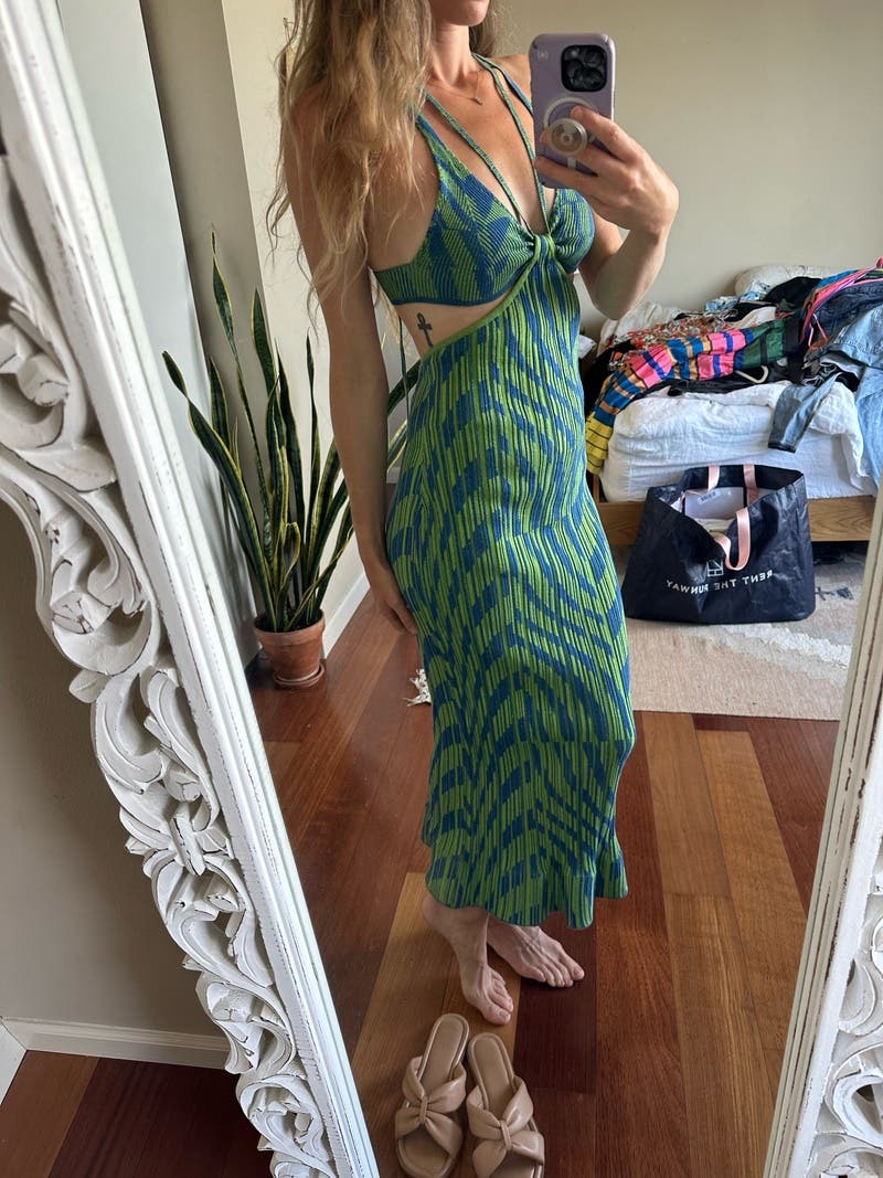 Green Cutout Maxi Dress by Philosophy di Lorenzo Serafini