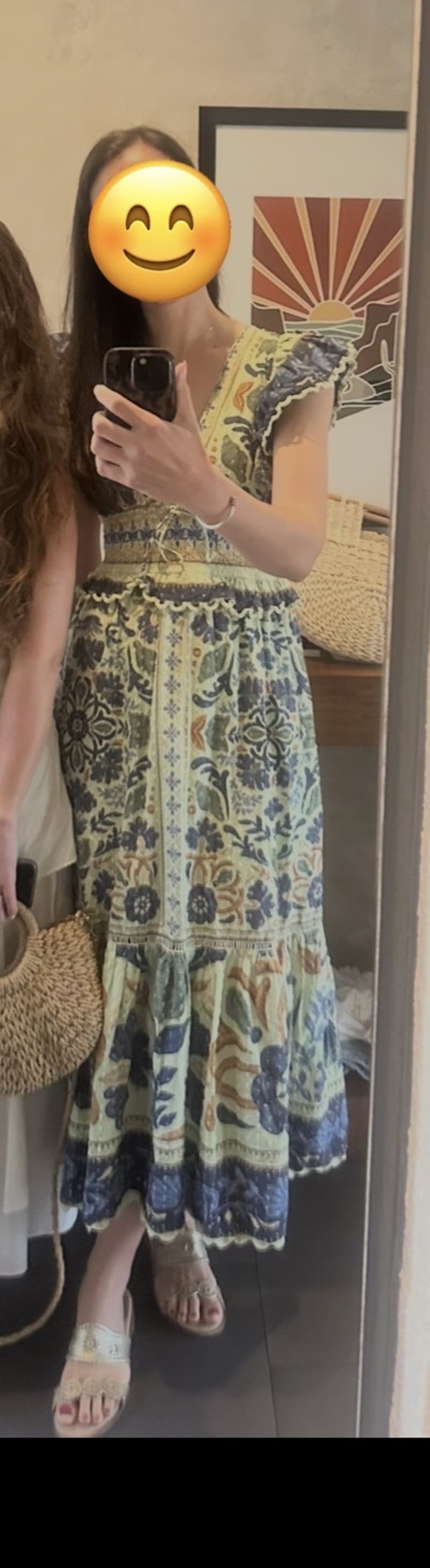 slim fit dress slacks Ocean Tapestry Green Maxi Dress  FARM Rio