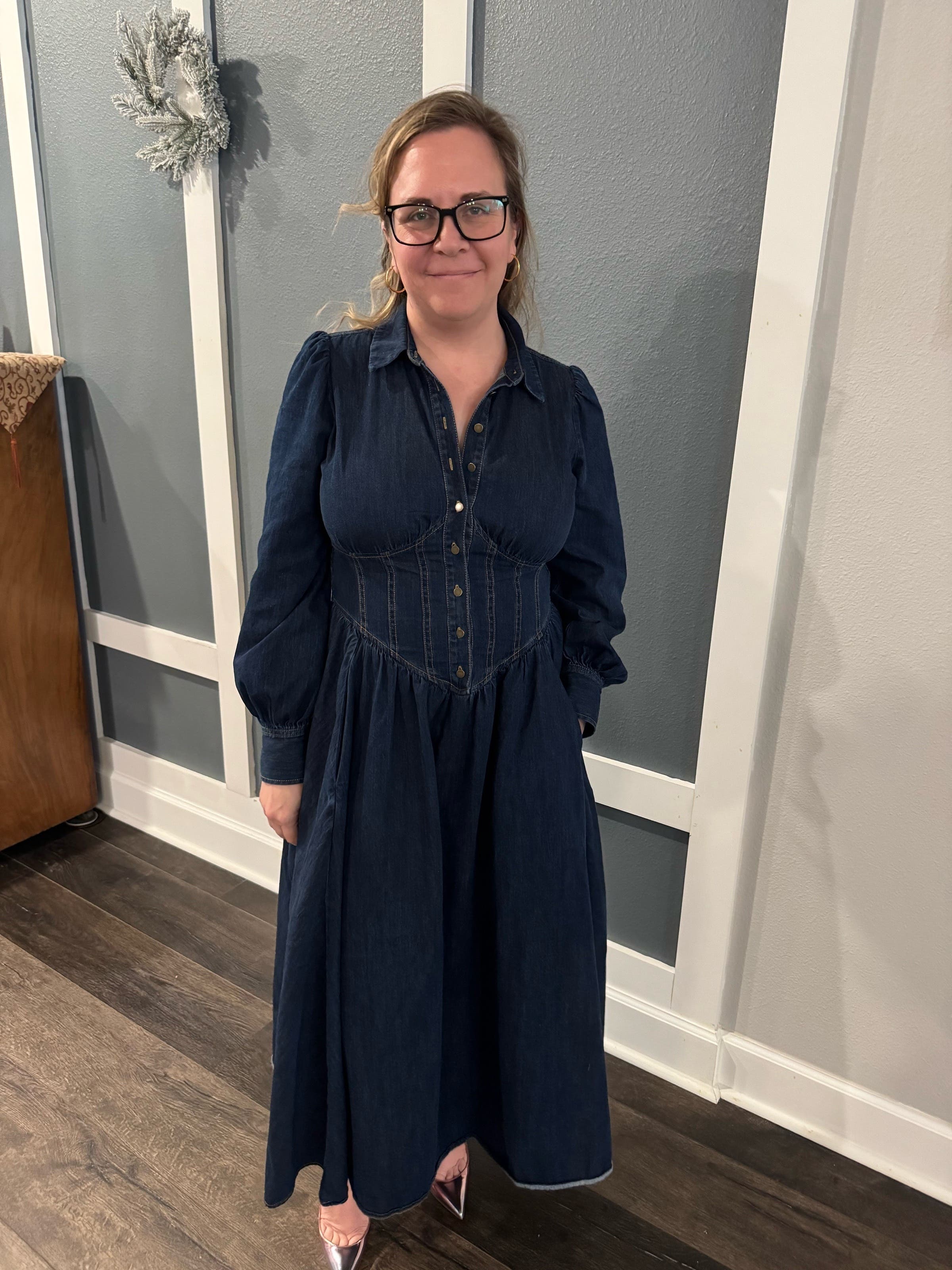 Denim Corseting Midi Dress by Derek Lam 10 Crosby x RTR | Rent the