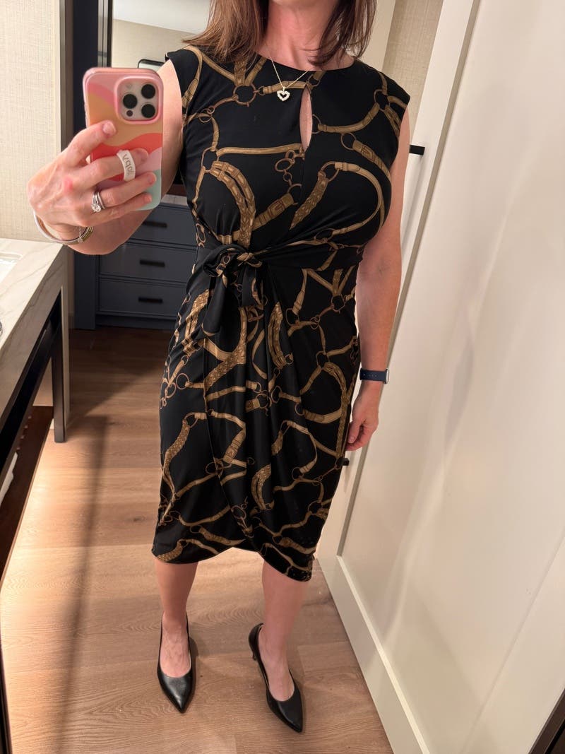 slim fit dress slacks RALPH LAUREN Black Label Size L Gold Knitted Viscose Blend Peacock Fea –  Sui Generis Designer Consignment