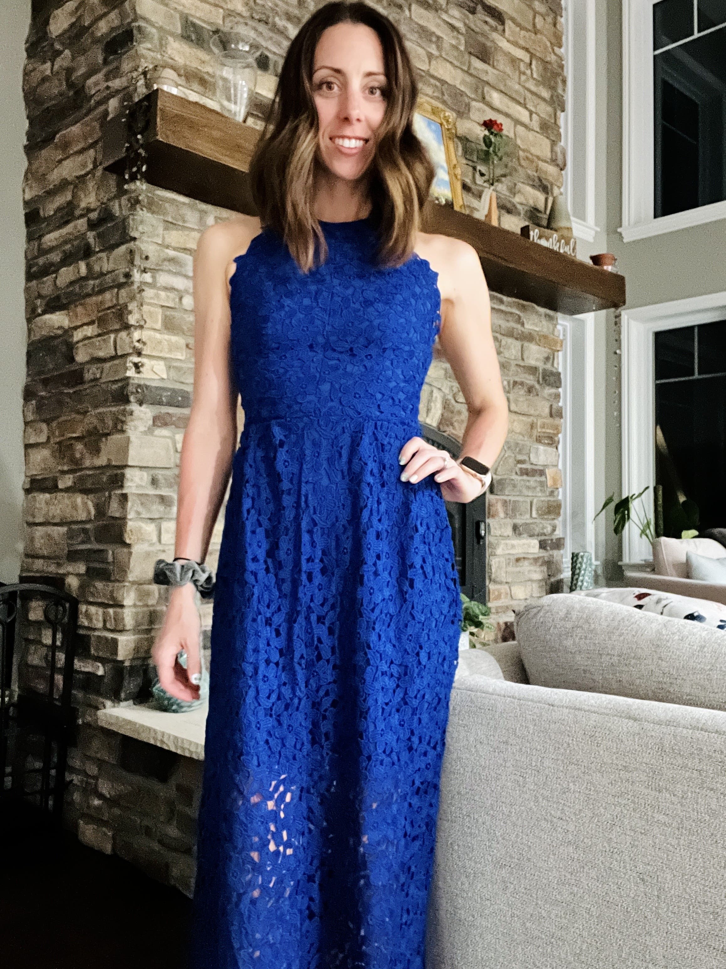 cobalt lace midi dress Rose Lace Button Midi Dress Cobalt