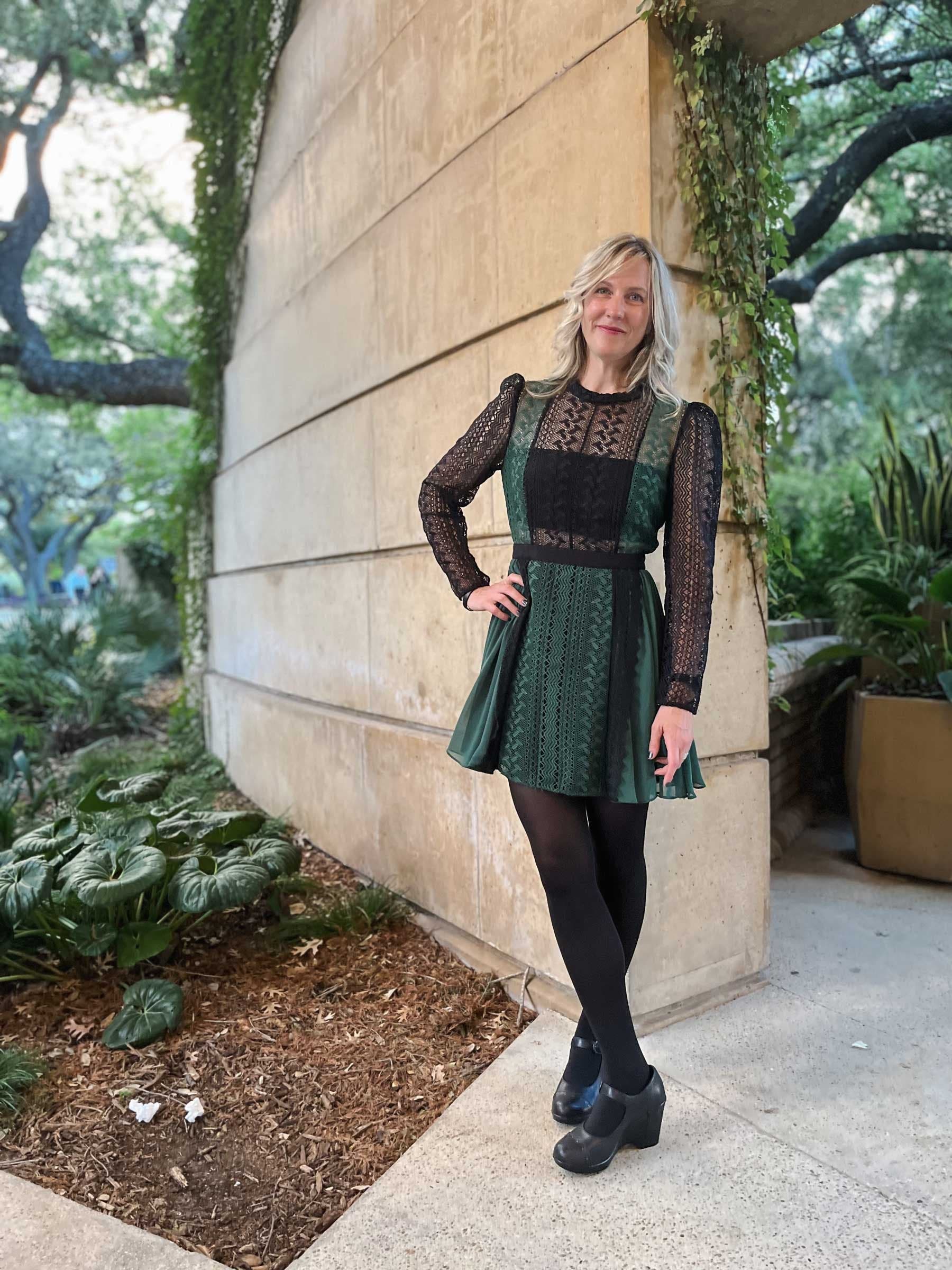 Green Lace Mini Dress by Self-Portrait | Rent the Runway