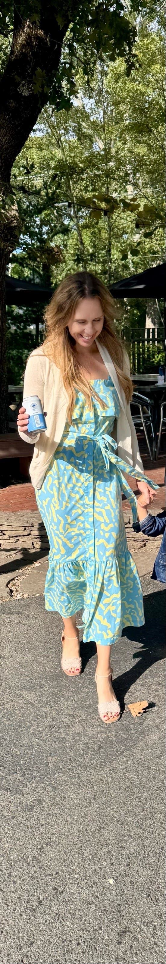 Blue Scribble Tie Midi Dress by Derek Lam 10 Crosby x RTR | Rent