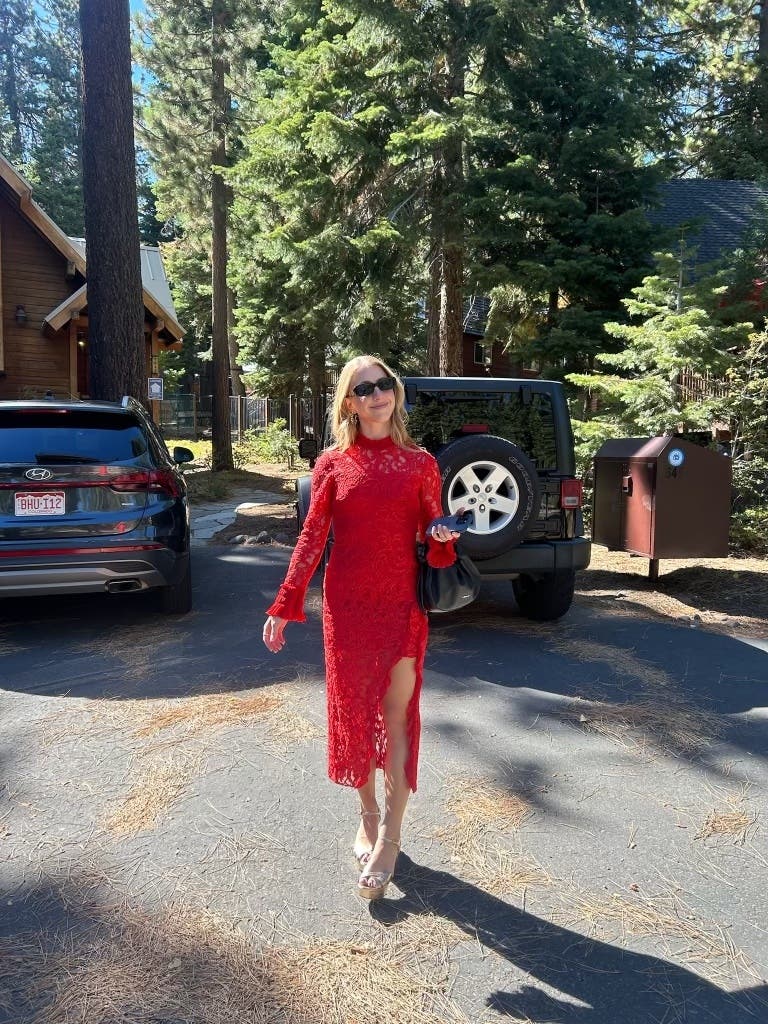 alexis red lace fransisca dress Alexis Fransisca Floral Lace Blouson-sleeve Dress In Scarlet Lace