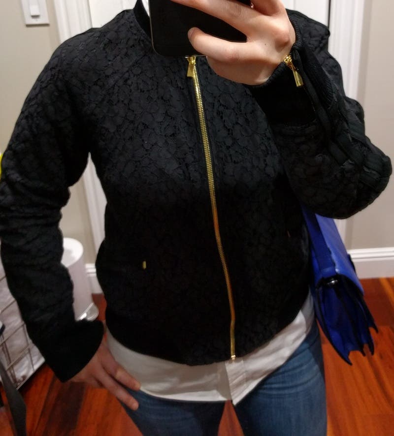 Delicate Floral Lace Bomber Jacket