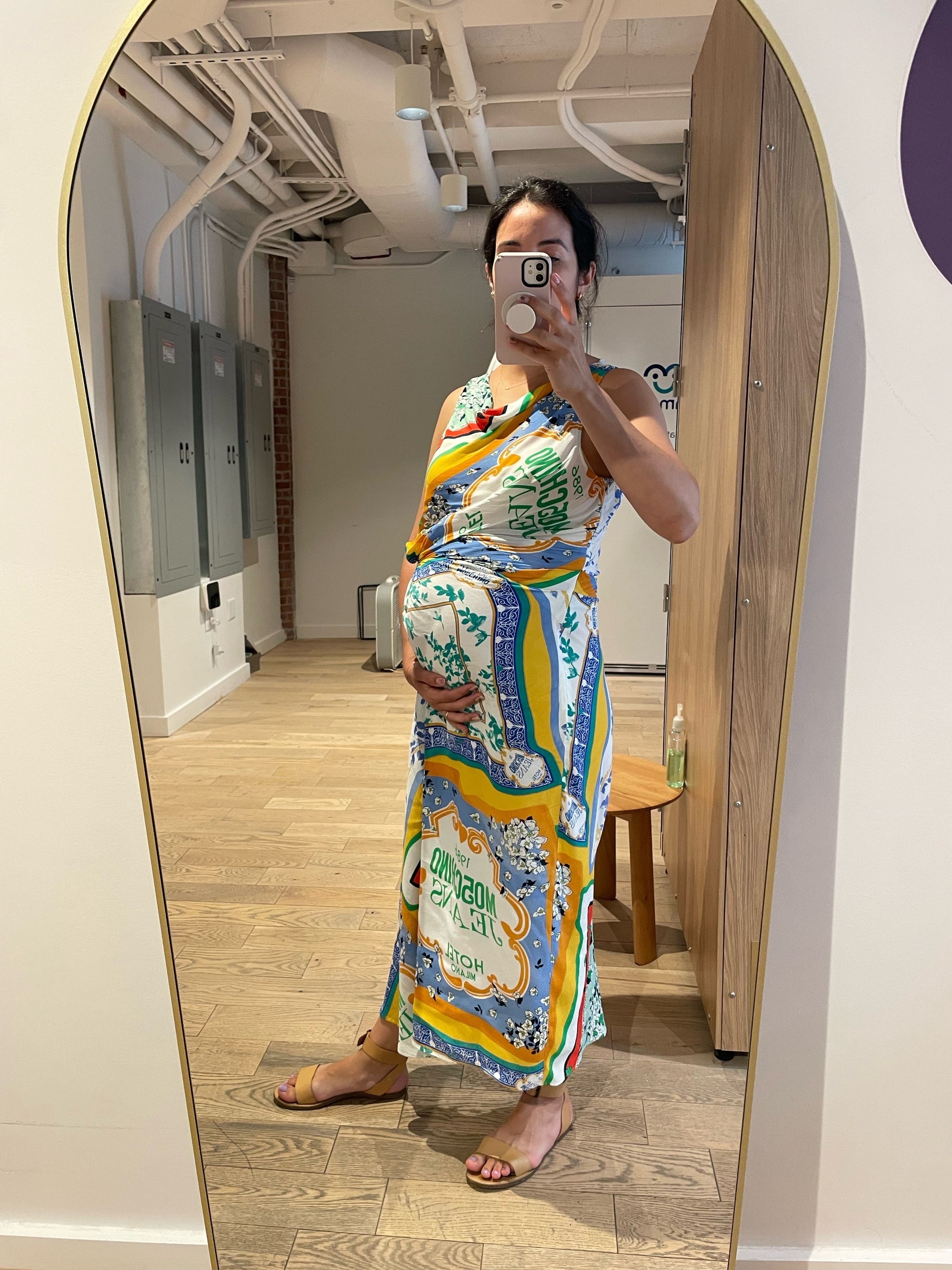 【関税&送料込】Moschino Jeans Dress With Drape Moschino Jeans Long Denim Dress in Fantasy Print | FWRD