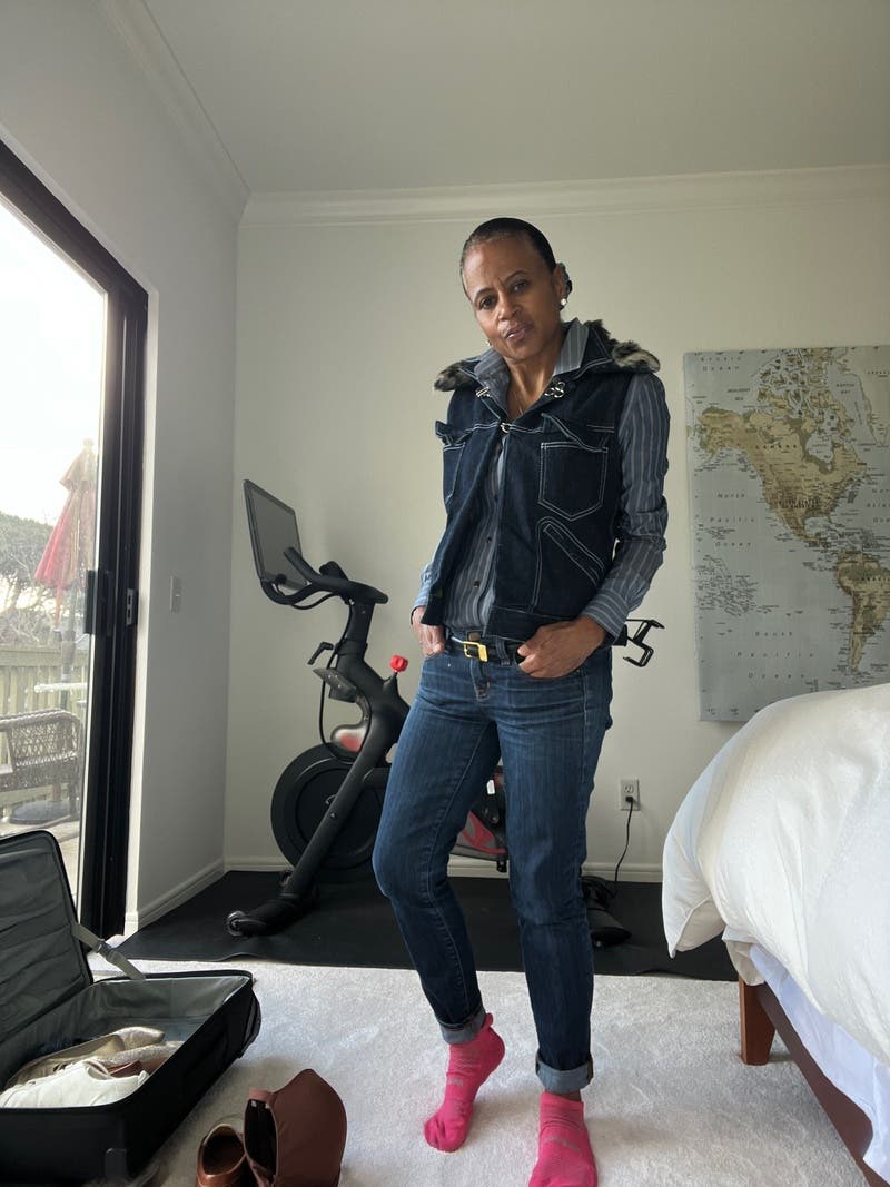 Leopard Collar Denim Vest by Harvey Faircloth | Rent the Runway