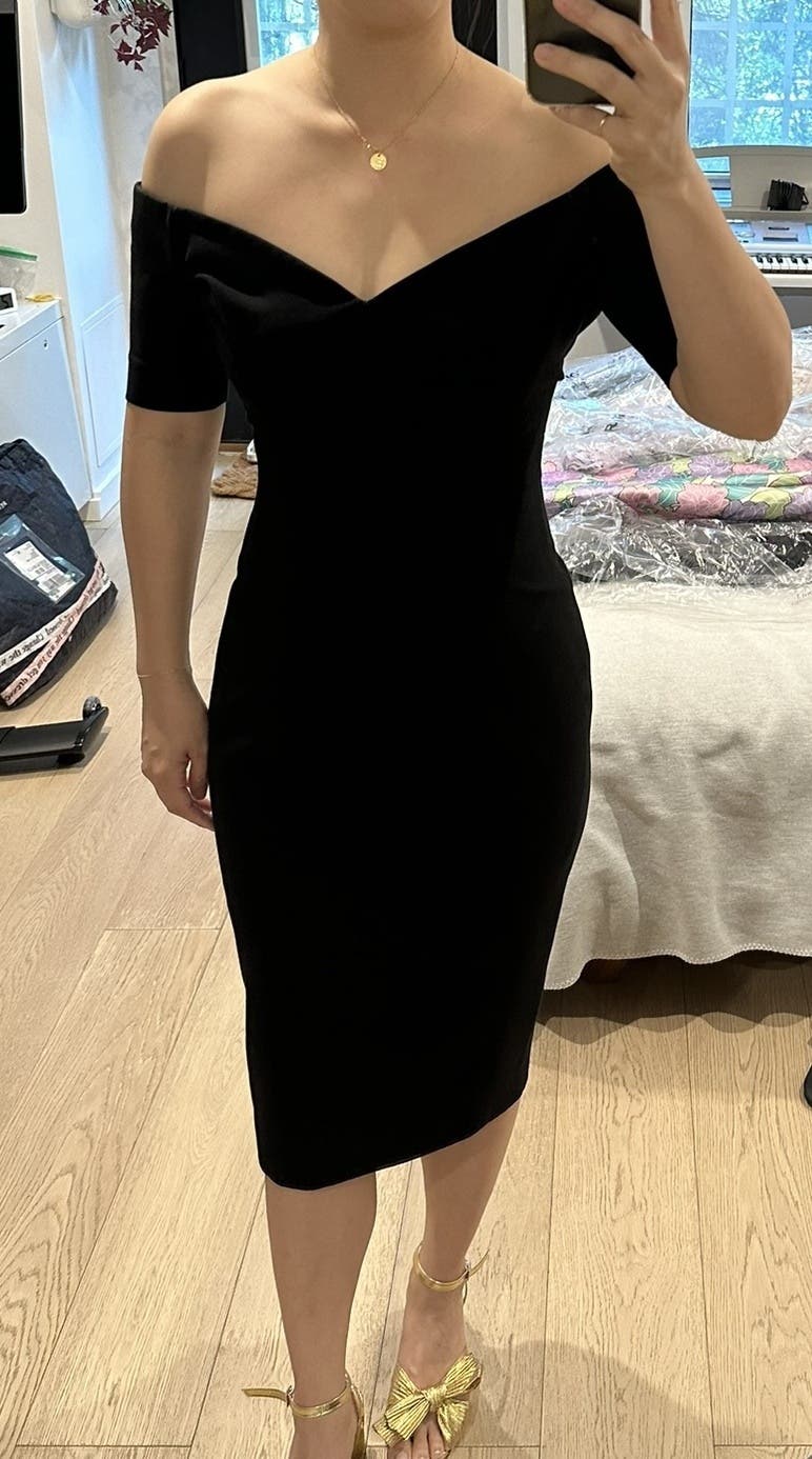 cinq sept birch off the shoulder dress Knee Length Cinq A Sept Birch Off The Shoulder Dress Cinq A Sept Black Birch Bodycon Midi Dress Sz