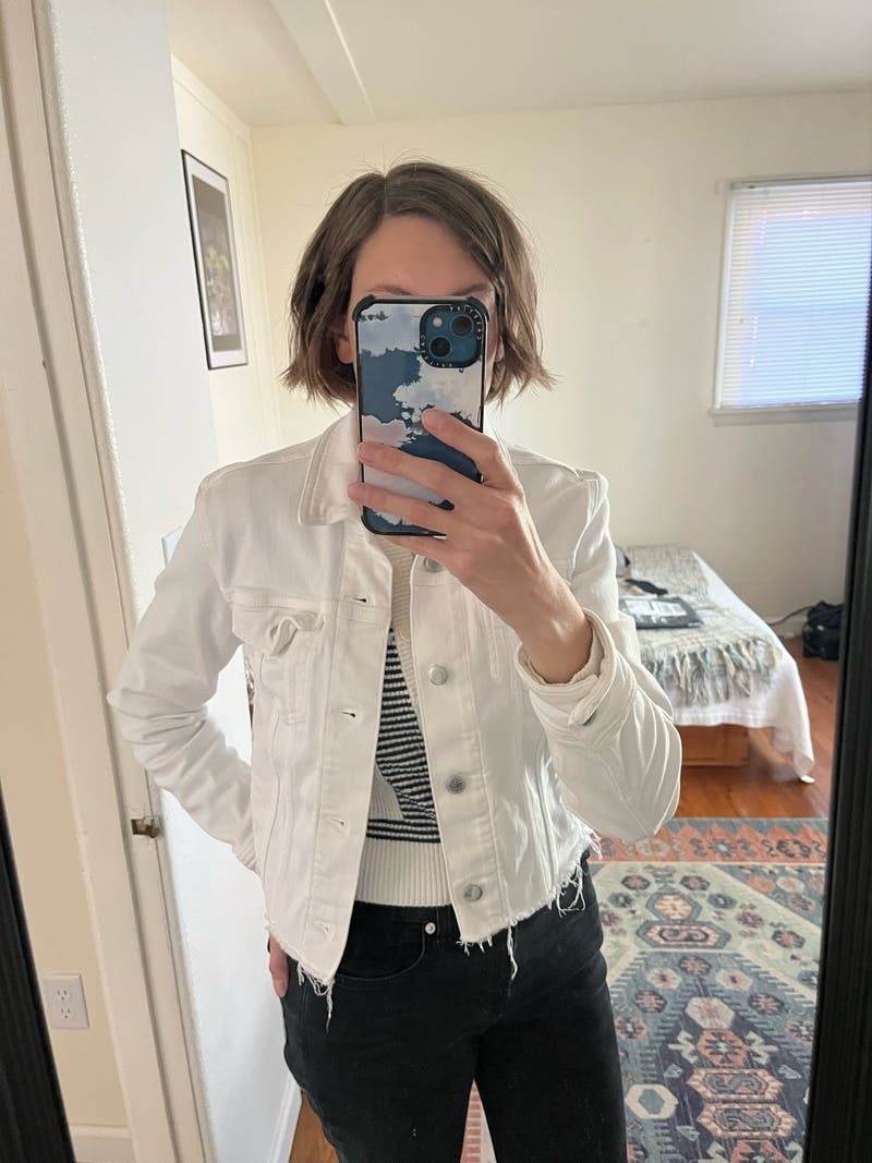 White Trucker Jacket by 7 For All Mankind | Rent the Runway