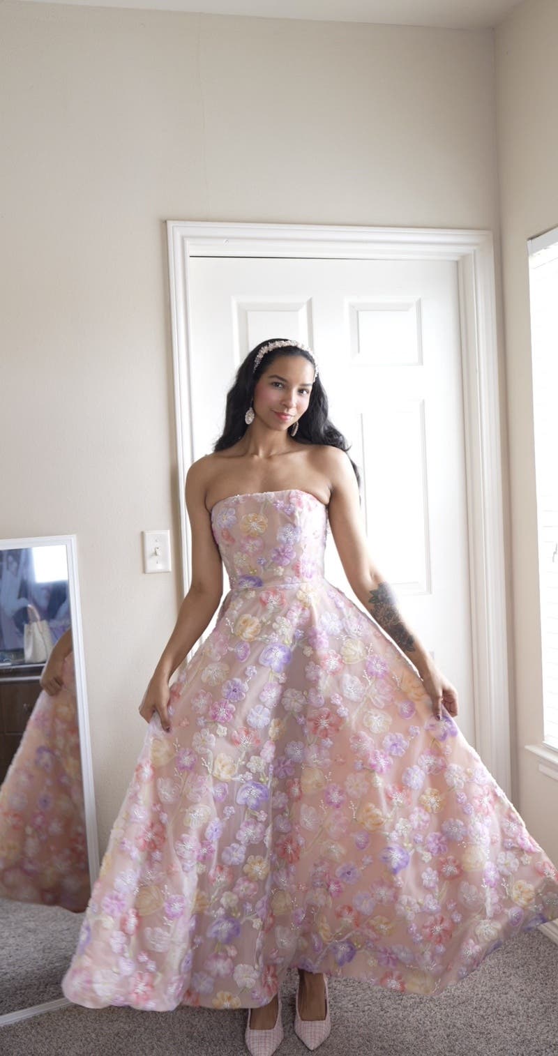 vivian beaded floral strapless maxi cocktail dress Long Formal Dress CDs557 by Ladivine main image 1