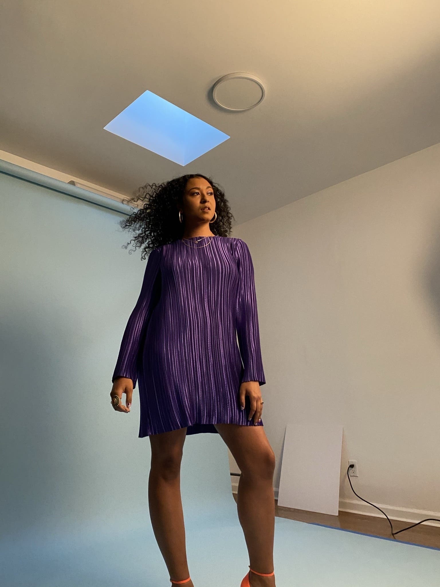 Purple Tibi Pleated Short Sleeveless Dress Violet Plisse Mini Dress