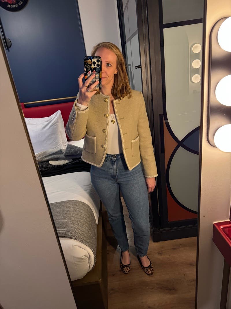 Beige Tweed Boucle Jacket by DUNST | Rent the Runway