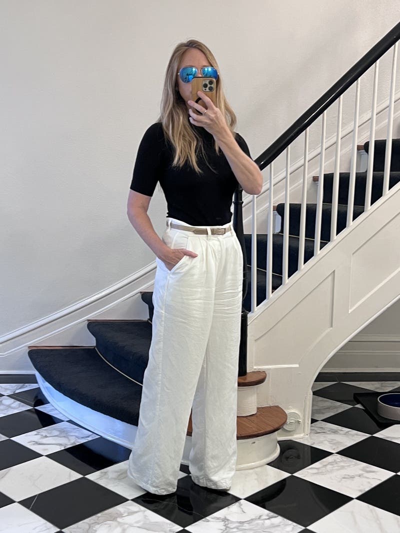 【関税込み】ANINE BING ホワイト Carrie トラウザーズ ANINE BING Carrie Pant - White Linen Blend