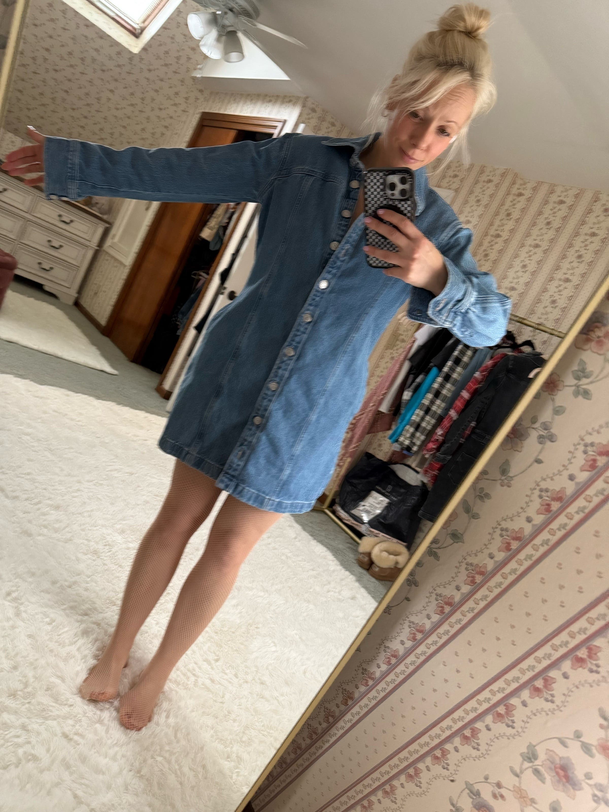 ジャケット・アウター I LINE DENIM SHIRT DRESS Aileen Short Sleeve Denim Dress – Hinson Wu