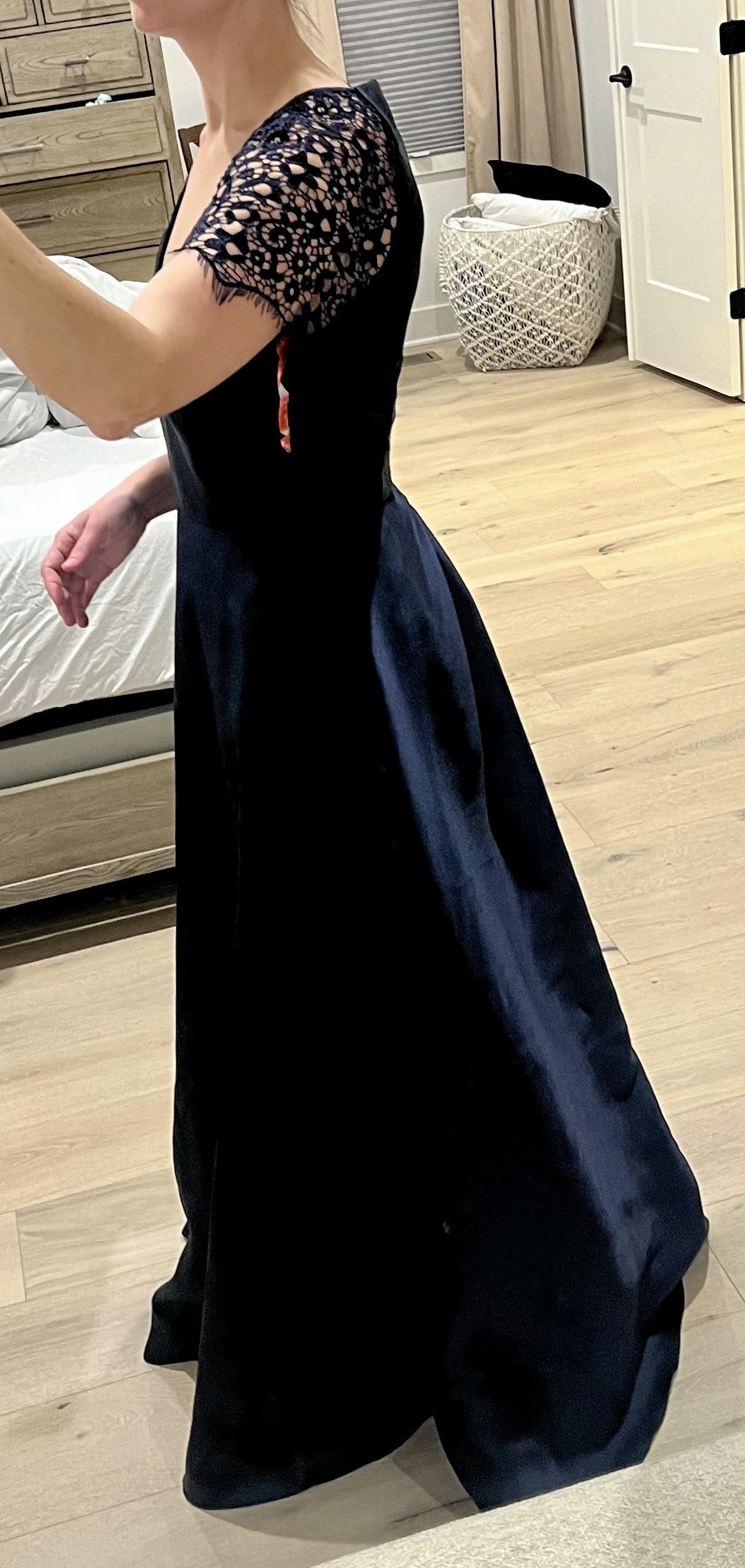 Navy Lace Sleeve Gown by ML Monique Lhuillier | Rent the Runway