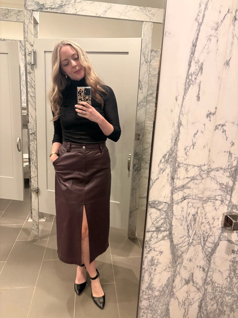 【COLOR iN ID】Two-belted leather midi skirt Toffee Belted Leather Skirt | WHISTLES | Whistles US |