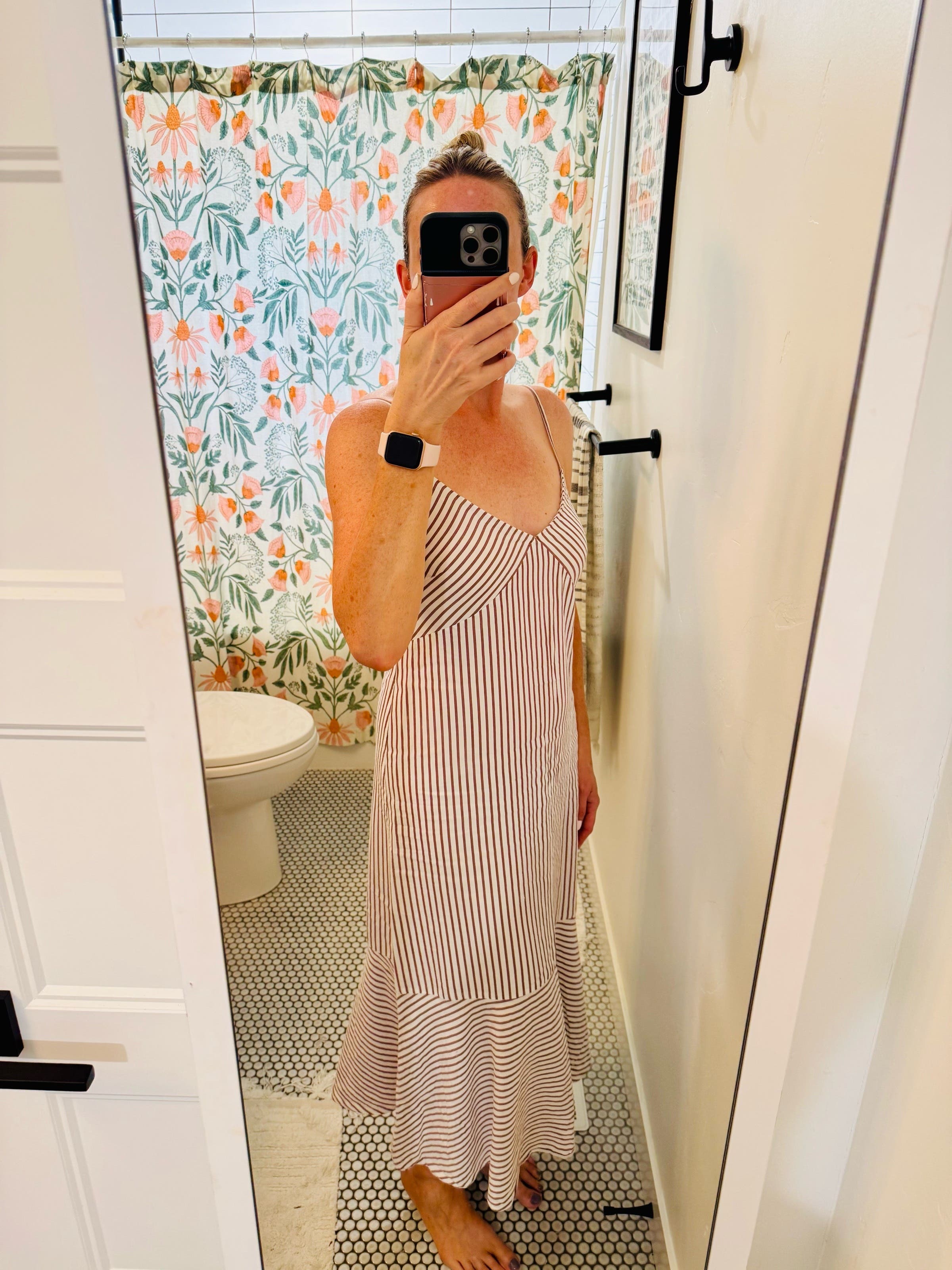 club monaco striped dress Stripe Midi Dress