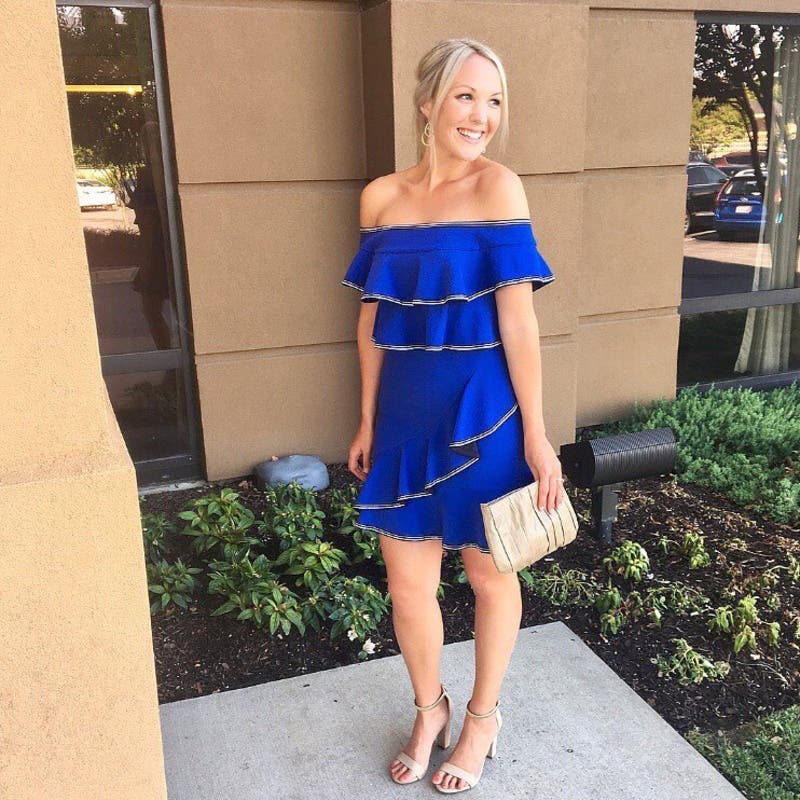 Cobalt Ruffle Mini Dress by Rebecca Vallance | Rent the Runway