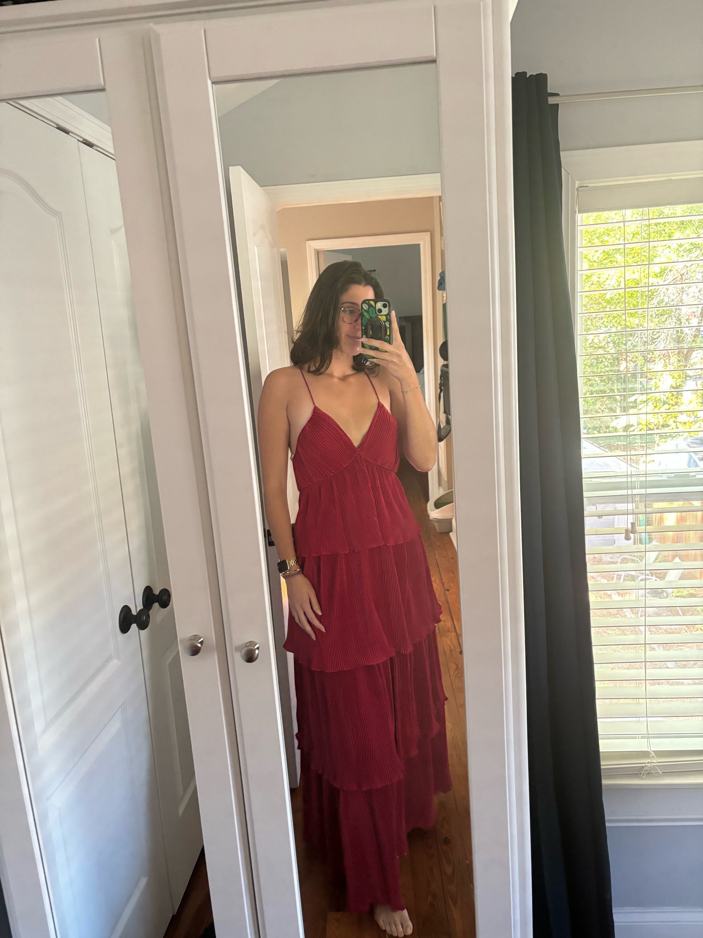 ★Mac Duggal★ Red ワンショルダーレイヤード チュールドレス Red Layered Gown by Ieena for Mac Duggal | Rent the Runway