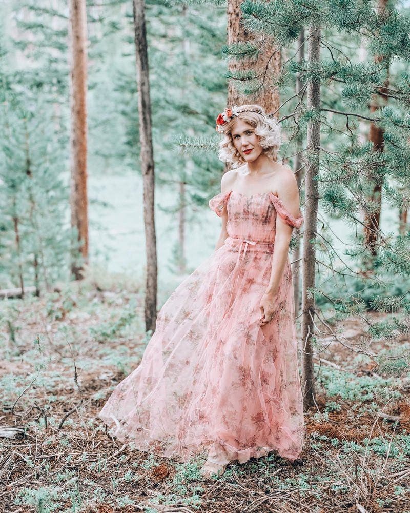 Blush Floral Tulle Gown by Marchesa Notte Bridesmaid | Rent the Runway