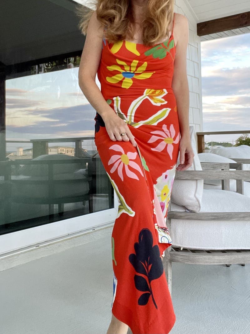 Asymmetrical Floral Slit Dress by Monse | Rent the Runway