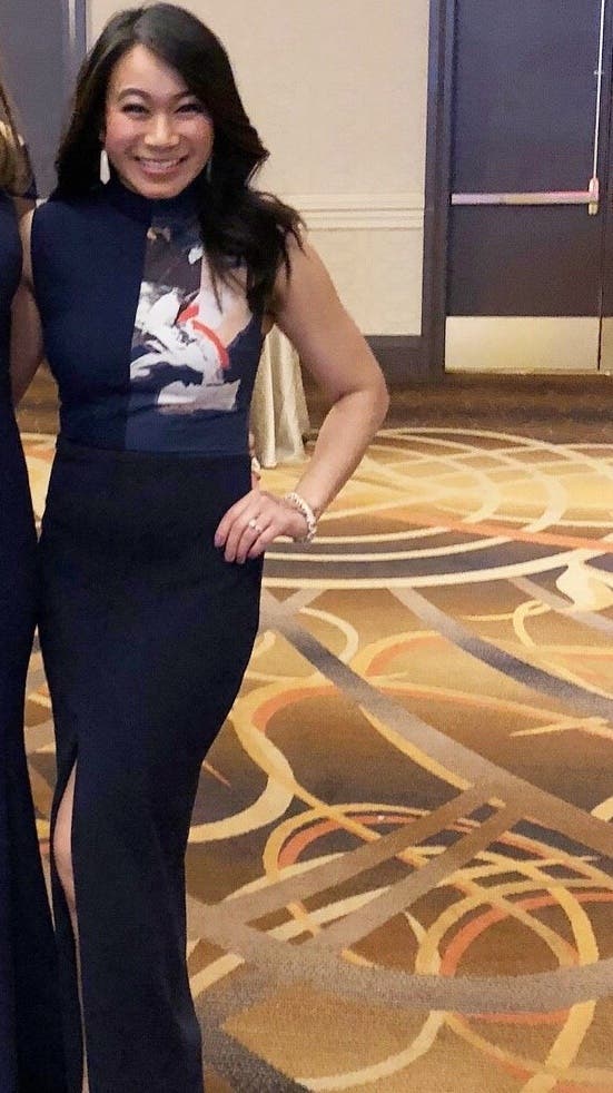 Navy Print Panel Gown by Solace London | Rent the Runway