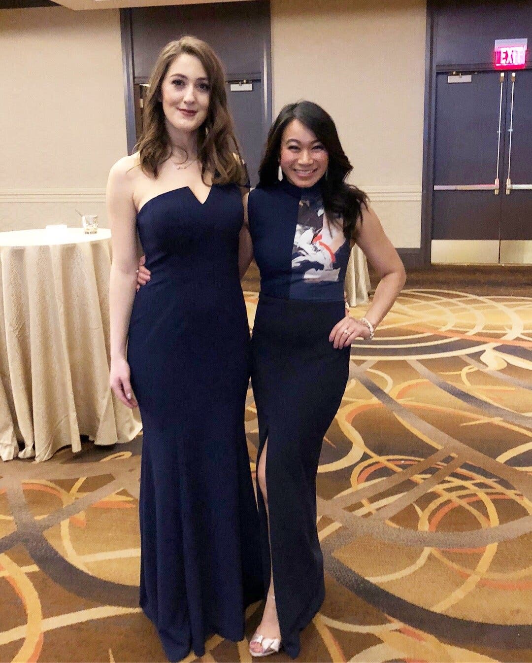 Navy Print Panel Gown by Solace London | Rent the Runway