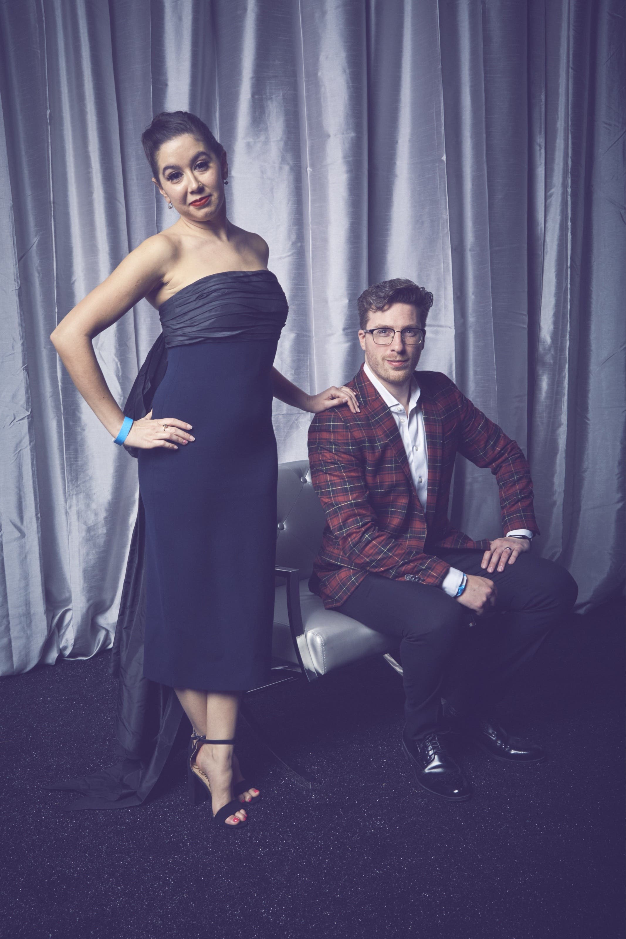 Navy Strapless Knit Gown by Oscar de la Renta | Rent the Runway