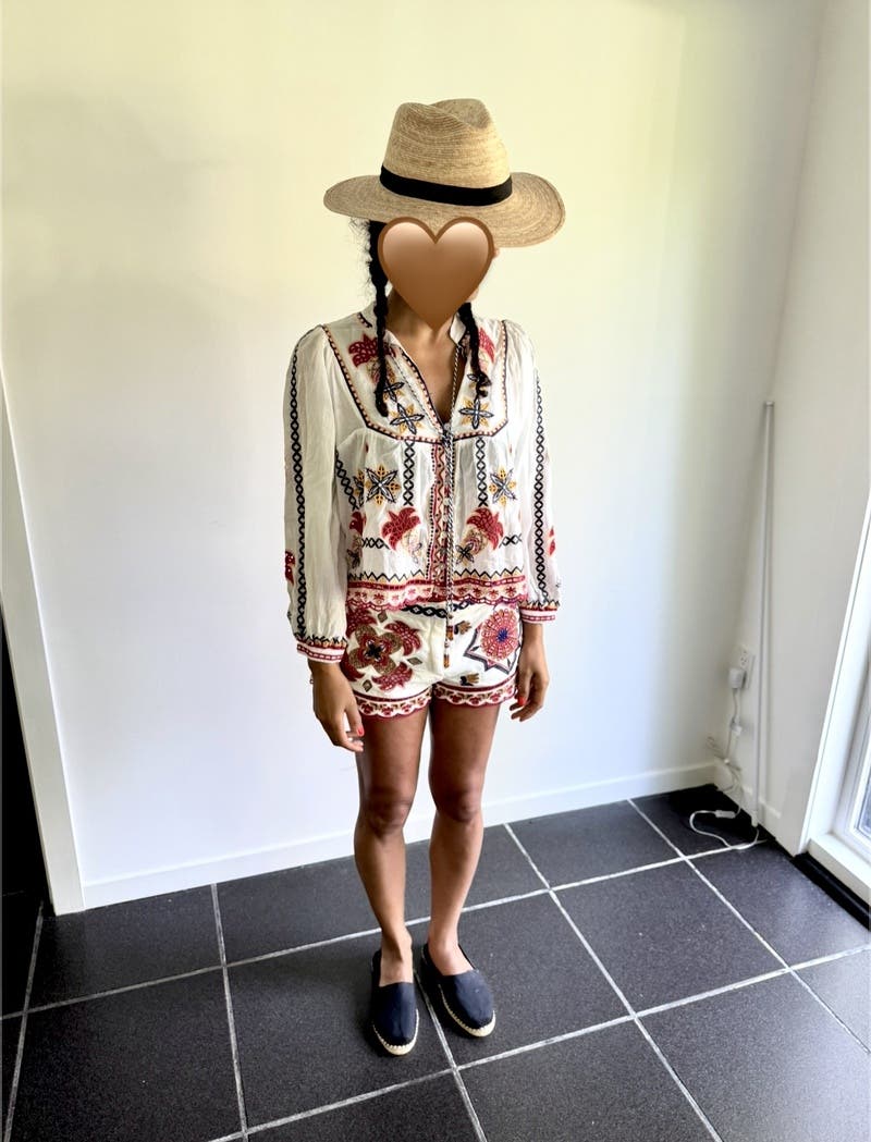 Marys Tiles Off-White Embroidered Blouse by FARM Rio | Rent