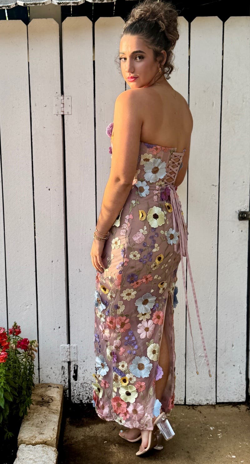 strapless open back dress Bronx and Banco Nude Pink Tulip Midi Dress UK M  Reliked