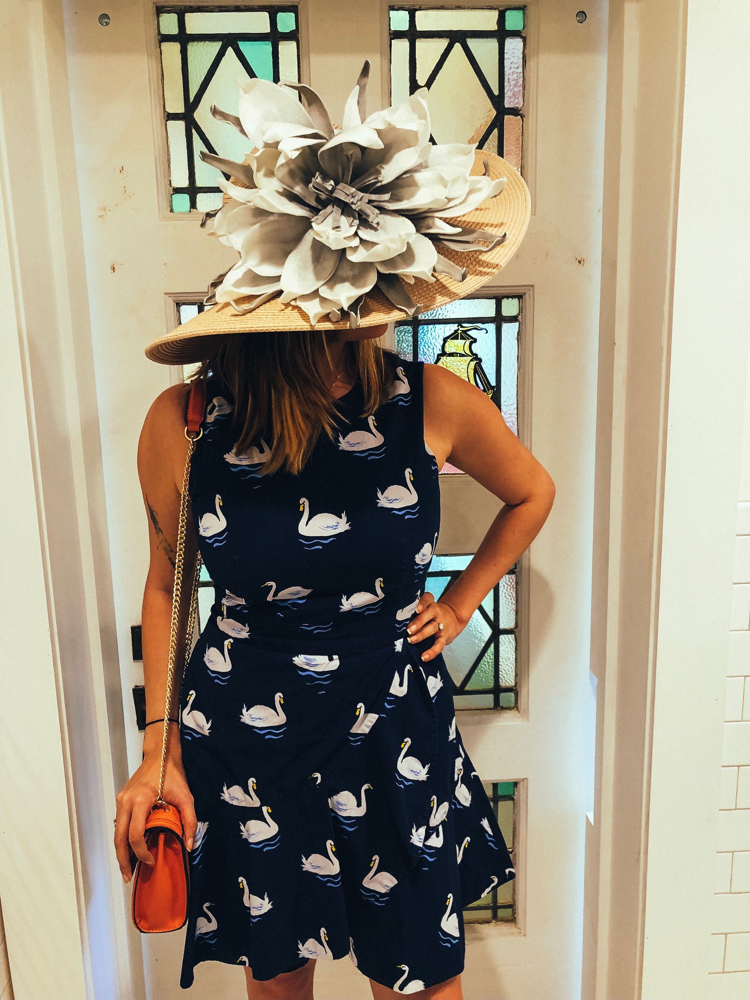 blue swan dress Francoise Dress in Swan Print – OMNES main image 0