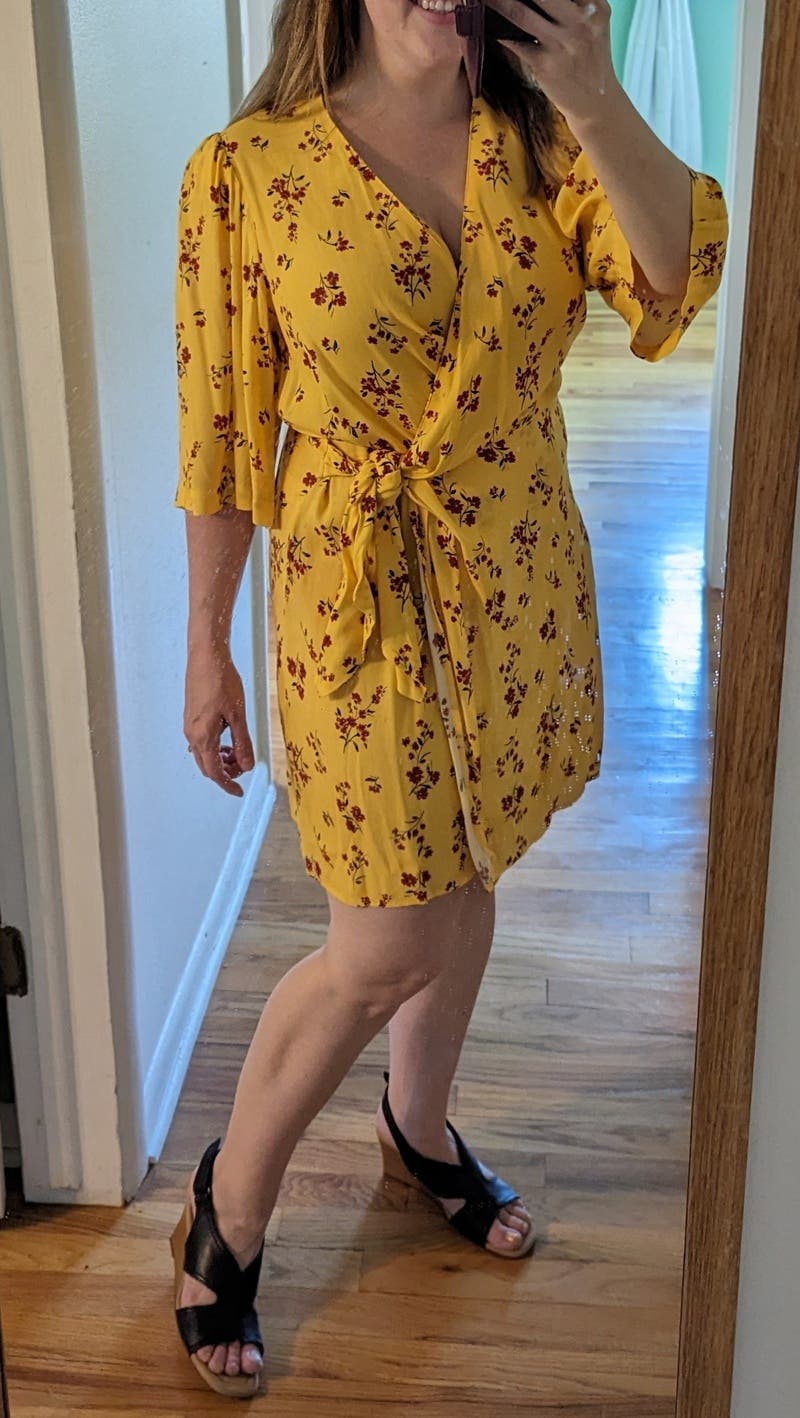 SUKU ☆Yellow Flux Wrap Dress ラップ ドレス ワンピース SUKU HOME☆Yellow Flux Wrap Dress ラップ ドレス ワンピース