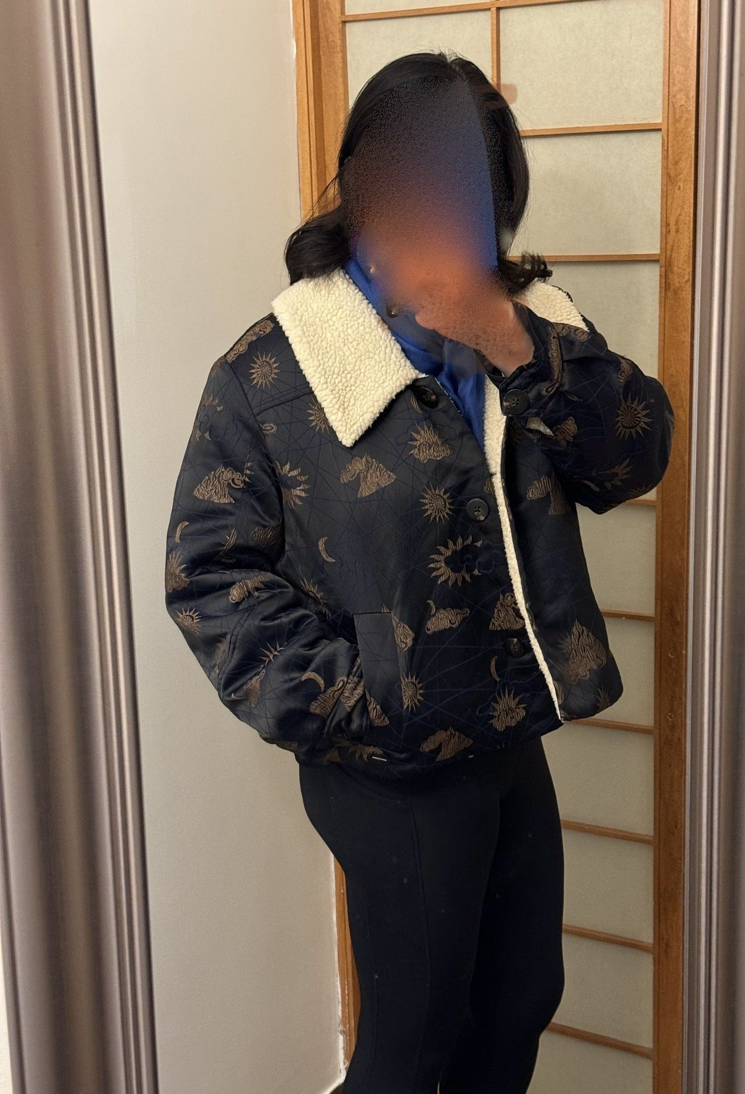 ジャケット・アウター 20AW SUGARHILL EMBROIDARY TEDDY JACKET SUGARHILL（シュガーヒル）の EMBROIDARY TEDDY JACKET (BLACK