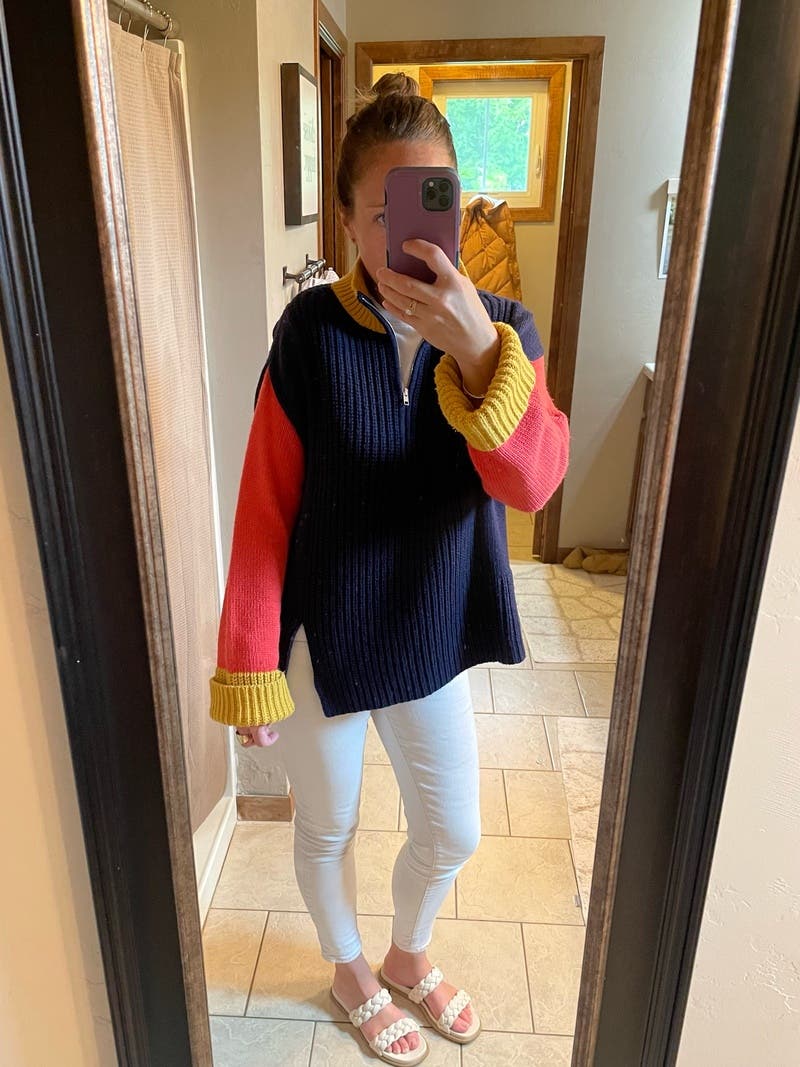 Colorblock High Neck Zip Sweater by Victor Alfaro x RTR | Rent the