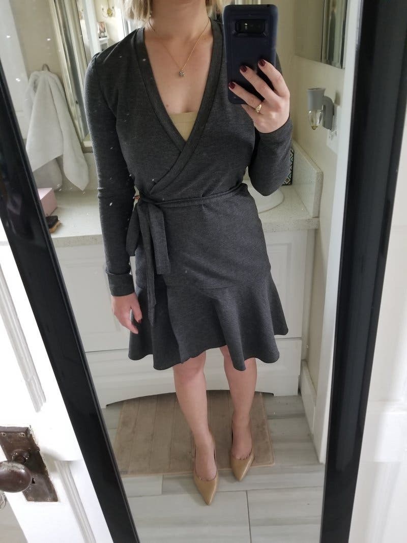 【Avamolli】Wide Collar Wrap Dress (GREY) Designer fashion, Seoul-fully created | W Concept