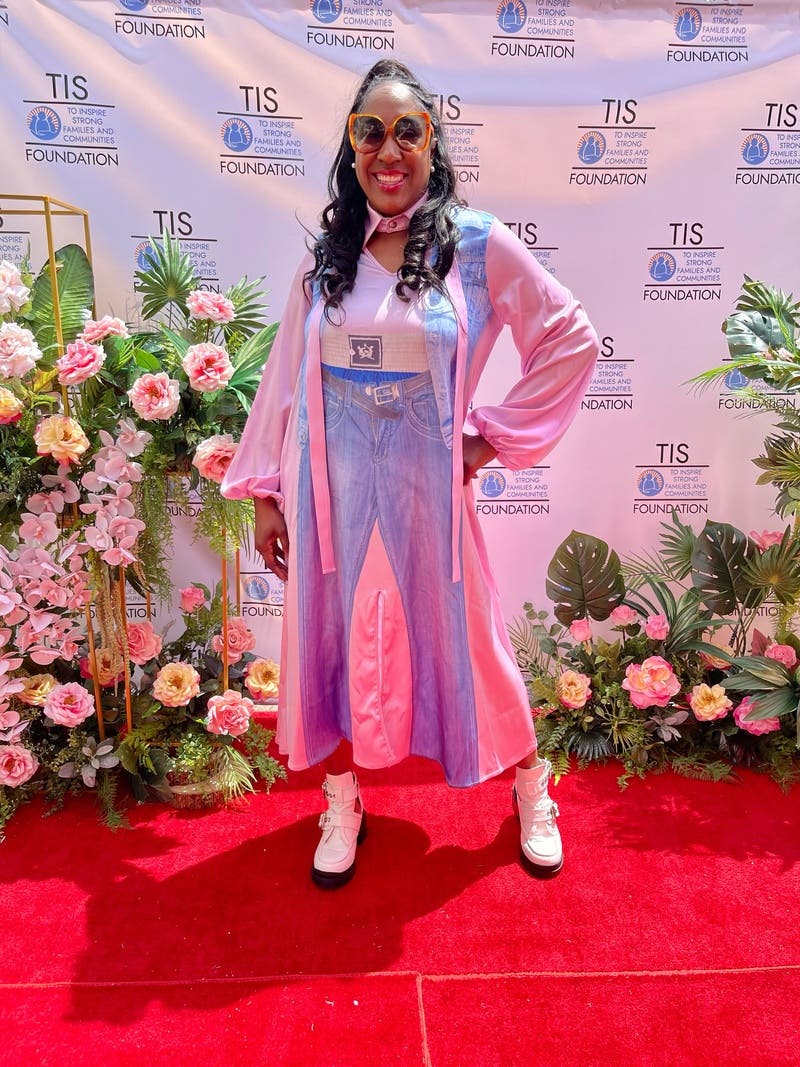 Silky Mock Denim Dress by Thebe Magugu | Rent the Runway