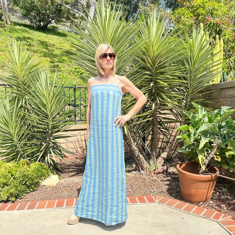 Striped Lauren Linen Dress by Staud | Rent the Runway