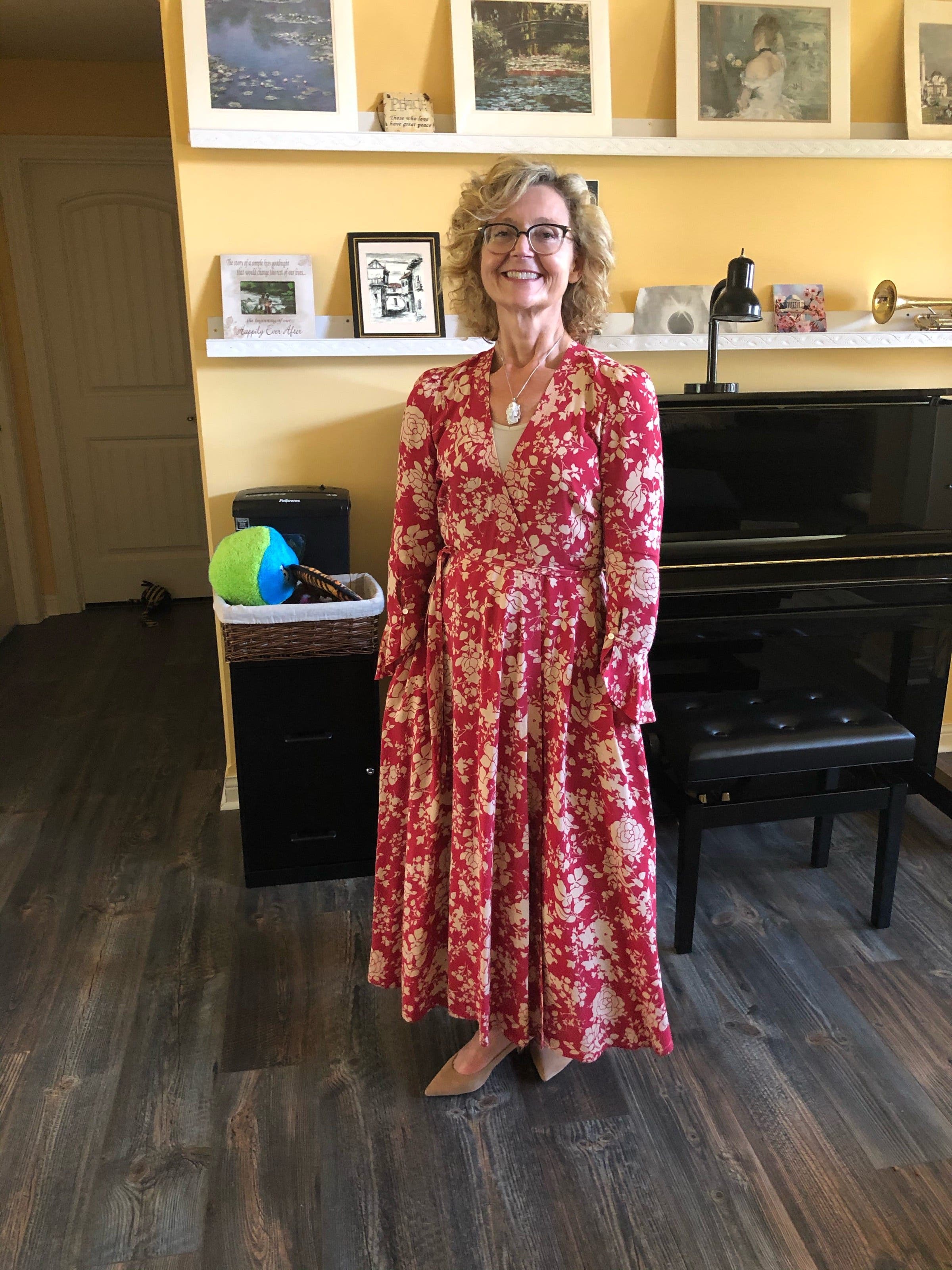 ralph lauren red floral dress Red Floral Wrap Midi Dress
