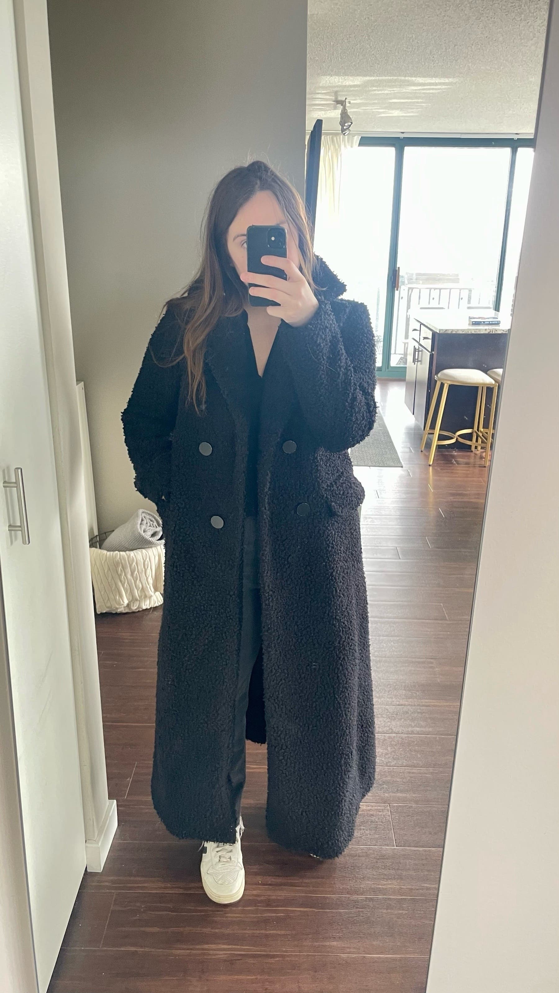 Black Bouclé Wool Coat by Emporio Armani | Rent the Runway