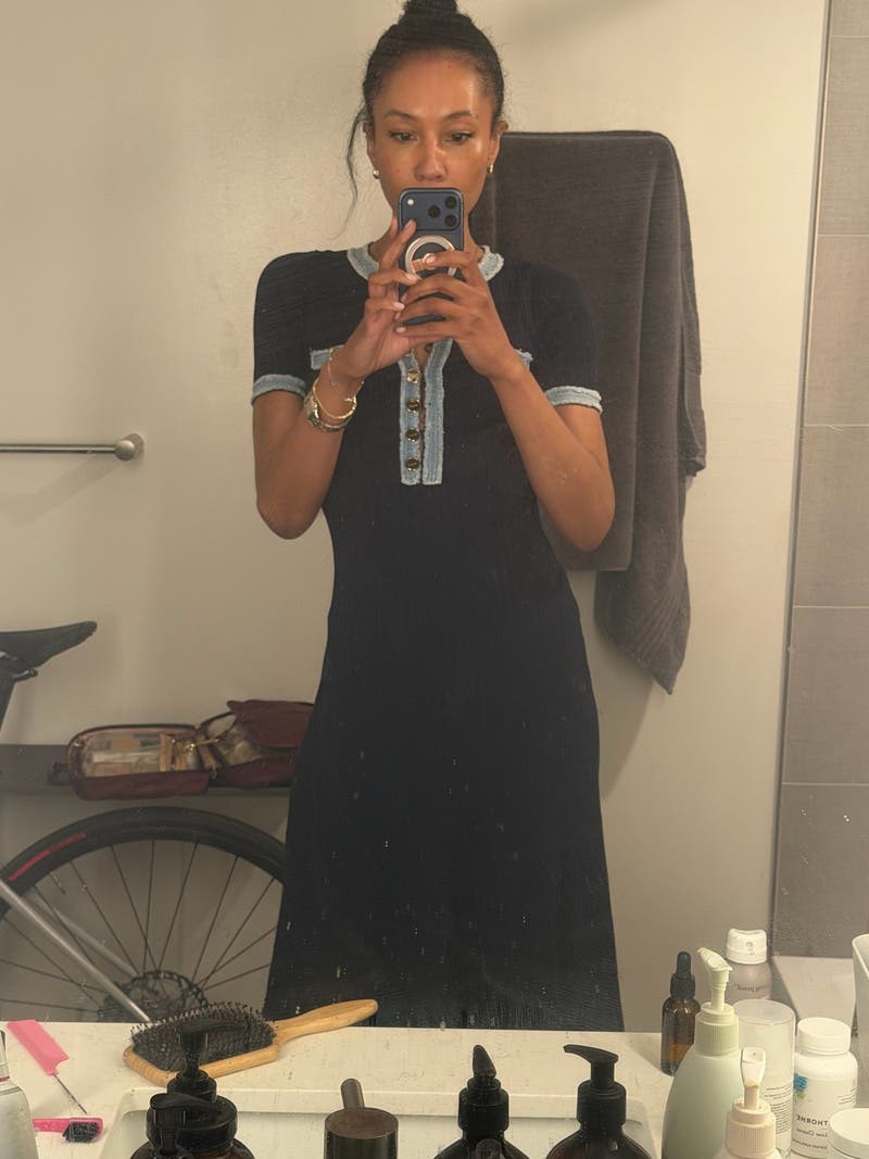 Knit And Denim Midi Dress by Sandro | Rent the Runway