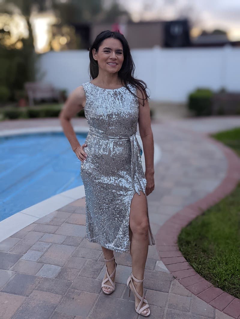 Silver Sequin Karlie Sheath by Dress The Population | Rent