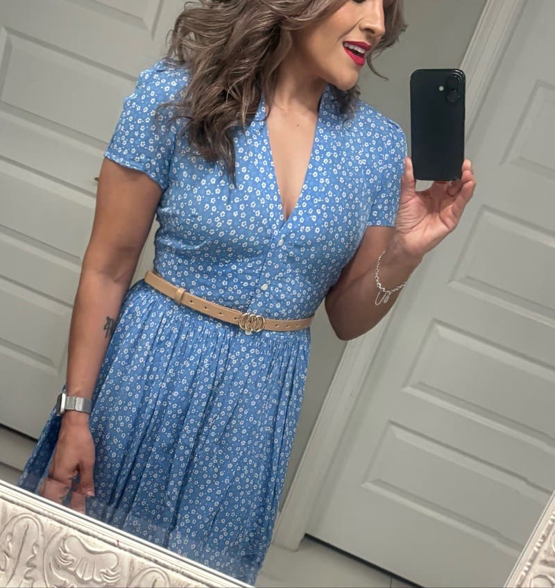 Blue Floral Short Sleeve Day Dress by Polo Ralph Lauren | Rent the
