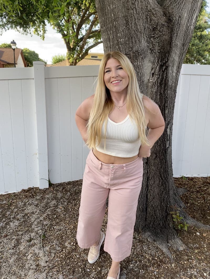 【INCHANT ME】336 Semi-Wide Cotton Pants Pink Oyster Emmett Wide Leg Crop Pants by Madewell | Rent