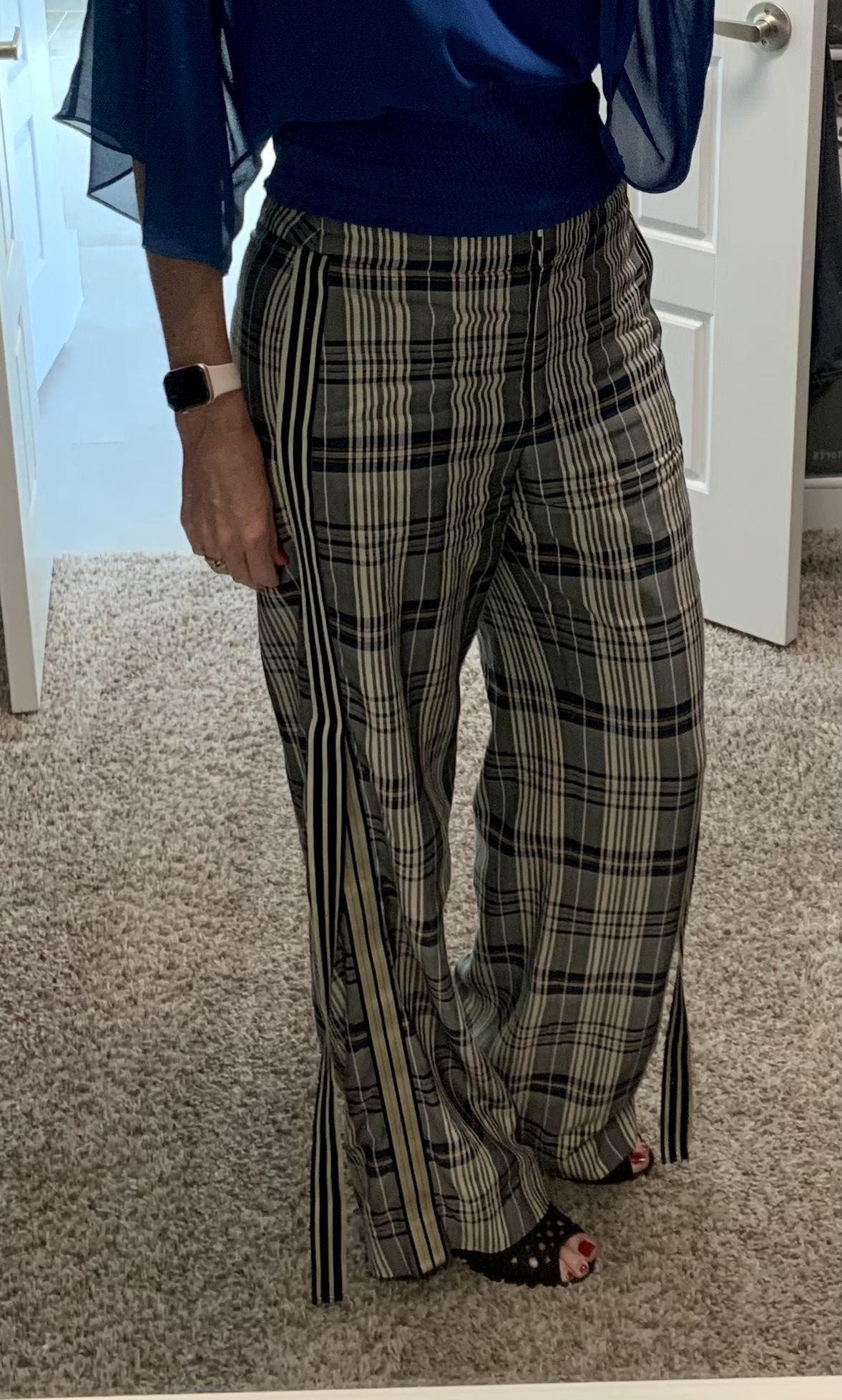 MONSE】NAVY Vintage Plaid Trouser pants