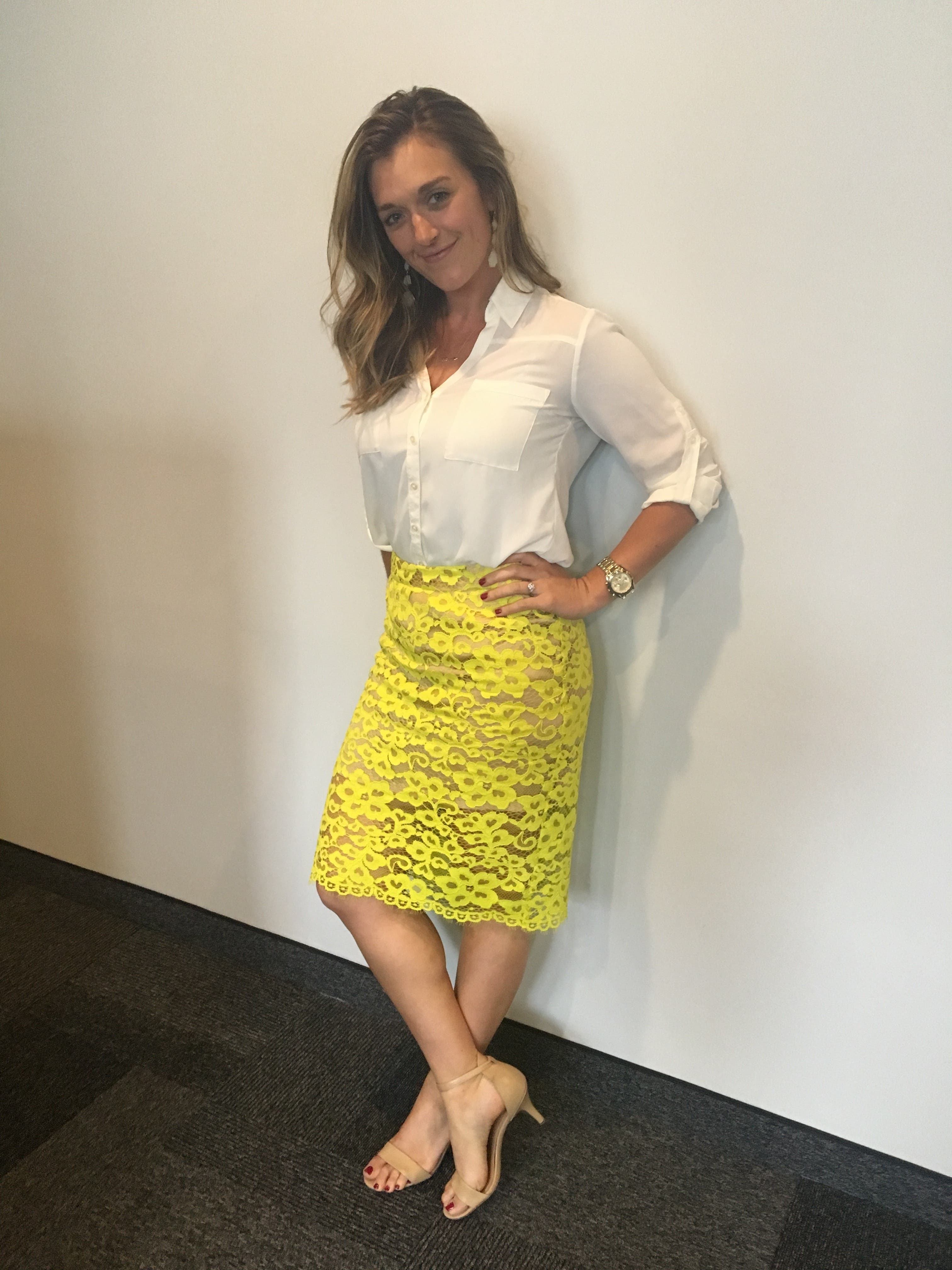 Bretta Citron Lace Skirt by Trina Turk | Rent the Runway