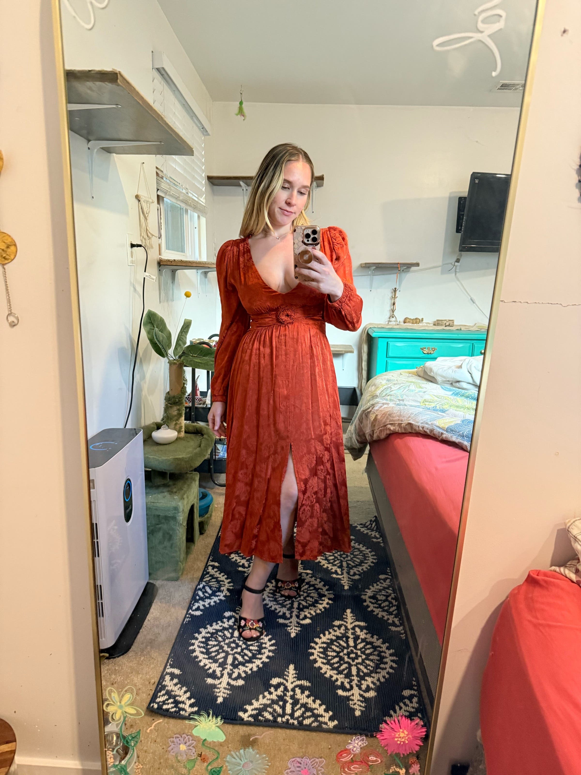 Orange Jacquard Midi Dress by Love, Whit by Whitney Port | Rent